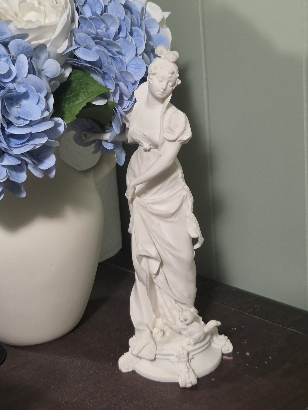White Classical Lady Figurine  antique matte white bisque porcelain - Home Art